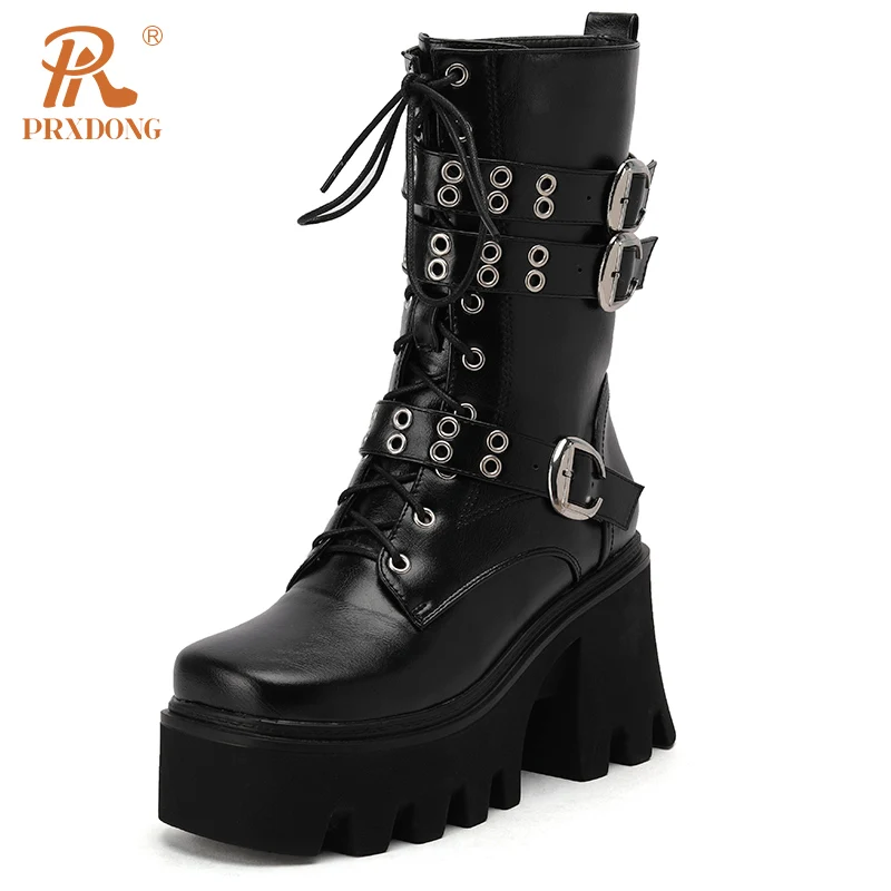PRXDONG INS New Brand Qulaity Leather Autumn Winter Warm Mid Calf Boots Chunky High Heels Platform Black Brown Punk Dress Casual
PRXDONG INS New Brand Qulaity Leather Autumn Winter Warm Mid Calf Boots Chunky High Heels Platform Black Brown Punk Dress Casual