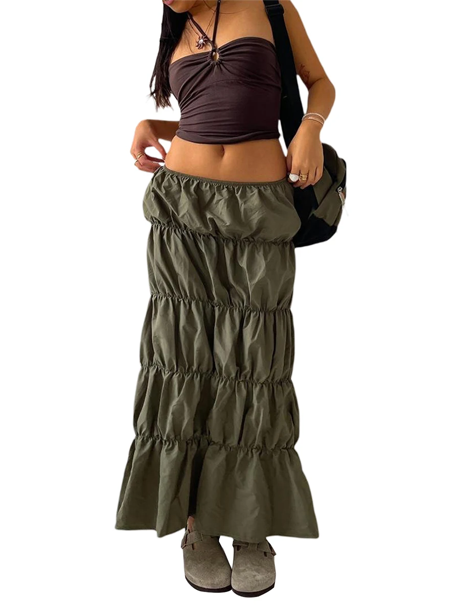 Latest Hot Sale Women's Vintage Layered Pleated Maxi Cargo Skirt Elastic Mid Waist Solid Color Ruffled Mid Length Maxi Skirt
Latest Hot Sale Women's Vintage Layered Pleated Maxi Cargo Skirt Elastic Mid Waist Solid Color Ruffled Mid Length Maxi Skirt