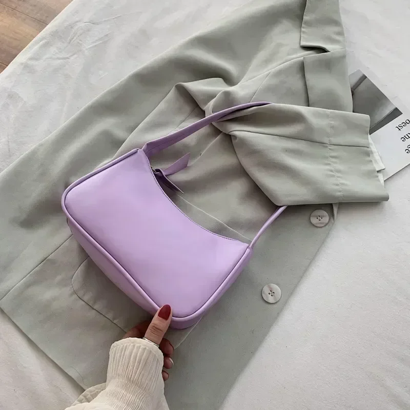 

Женская сумка через плечо BBA173 из мягкой искусственной кожи, женская фиолетовая сумка под подмышку, однотонная сумка в стиле ретро, модная дизайнерская маленькая сумочка для девушек
