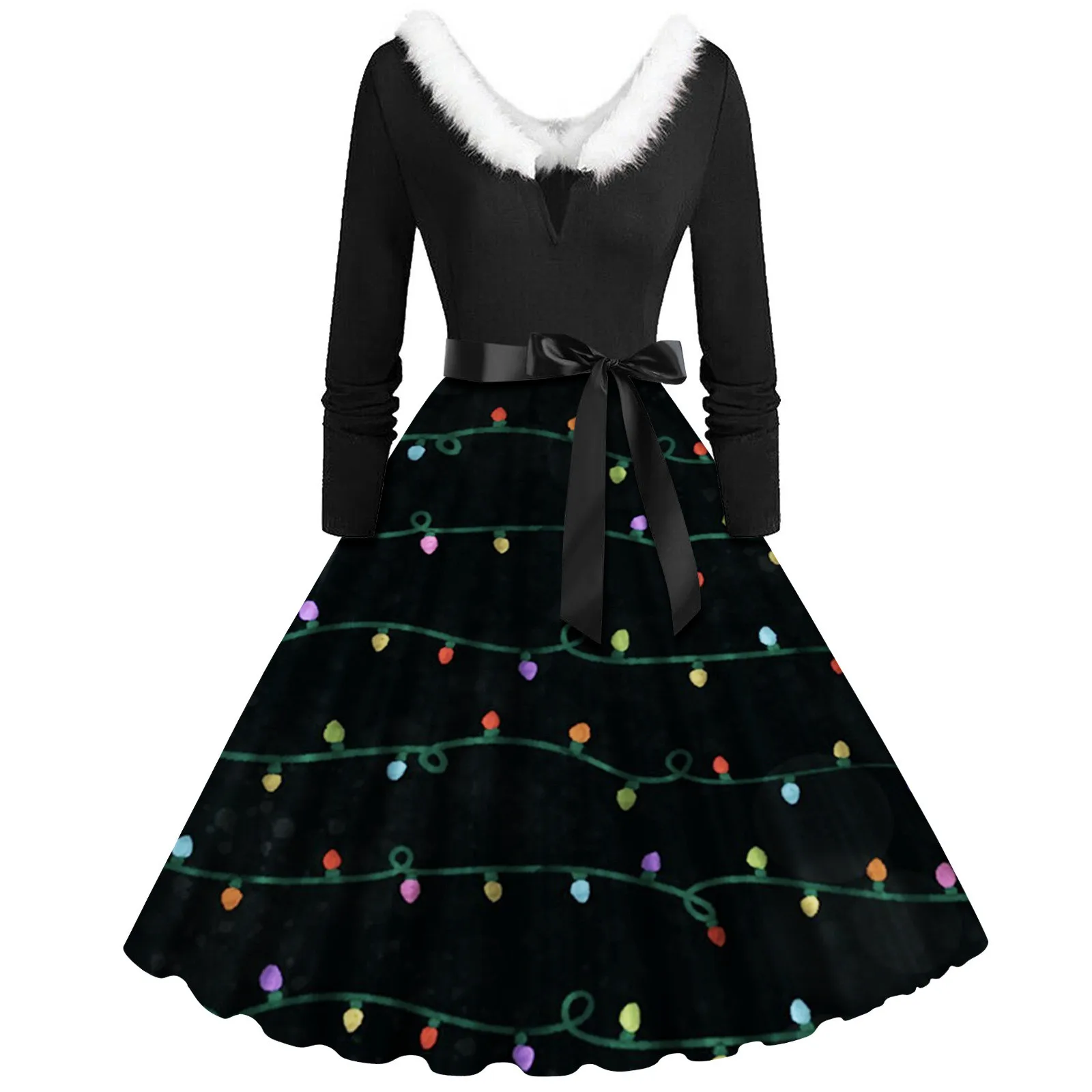 Christmas Print Swing Belted Dress Fluffy V Neck Long Sleeve Christmas Elegant Soft Evening Vestido Lady Vintage Party Dress
Christmas Print Swing Belted Dress Fluffy V Neck Long Sleeve Christmas Elegant Soft Evening Vestido Lady Vintage Party Dress