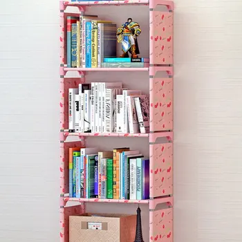 4 층 저장 선반 간단한 책장 주최자 강철 튜브 현대 학생 바닥 책장 선 작은 의류 클로스 상품 이미지