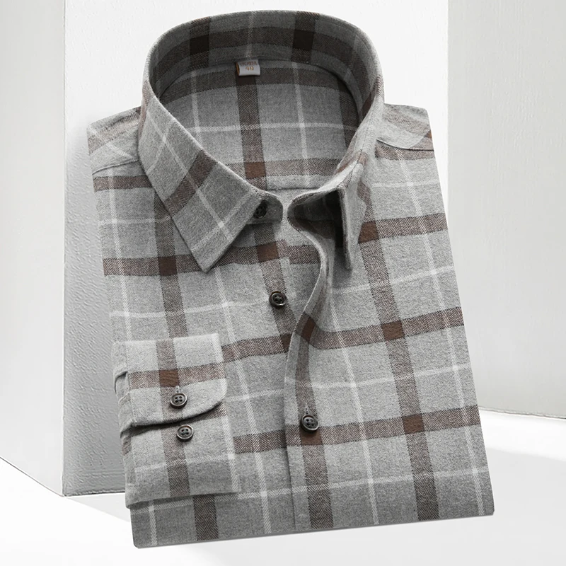 long sleeve flannel sanded cotton shirt in autumn non-ironing wrinkle-resistant business casual plaid Korean slim shirt
long sleeve flannel sanded cotton shirt in autumn non-ironing wrinkle-resistant business casual plaid Korean slim shirt