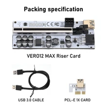 Newest VER012MAX USB 3.0 PCI-E Riser VER012 Express Cable X16 Extender PCI-E Riser Card For Bitcoin Mining Video Card
Newest VER012MAX USB 3.0 PCI-E Riser VER012 Express Cable X16 Extender PCI-E Riser Card For Bitcoin Mining Video Card