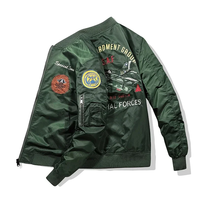 

New MA1 men jacket Embroidered Outwear Pilot flight Slim fit patch s Autumn thin And Winter warmcoat Motorcycle jac