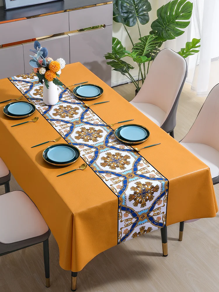 Oil resistant, waterproof, anti scalding, light luxury, and high-end rectangular dining table cloth, tea table cloth 
Oil resistant, waterproof, anti scalding, light luxury, and high-end rectangular dining table cloth, tea table cloth