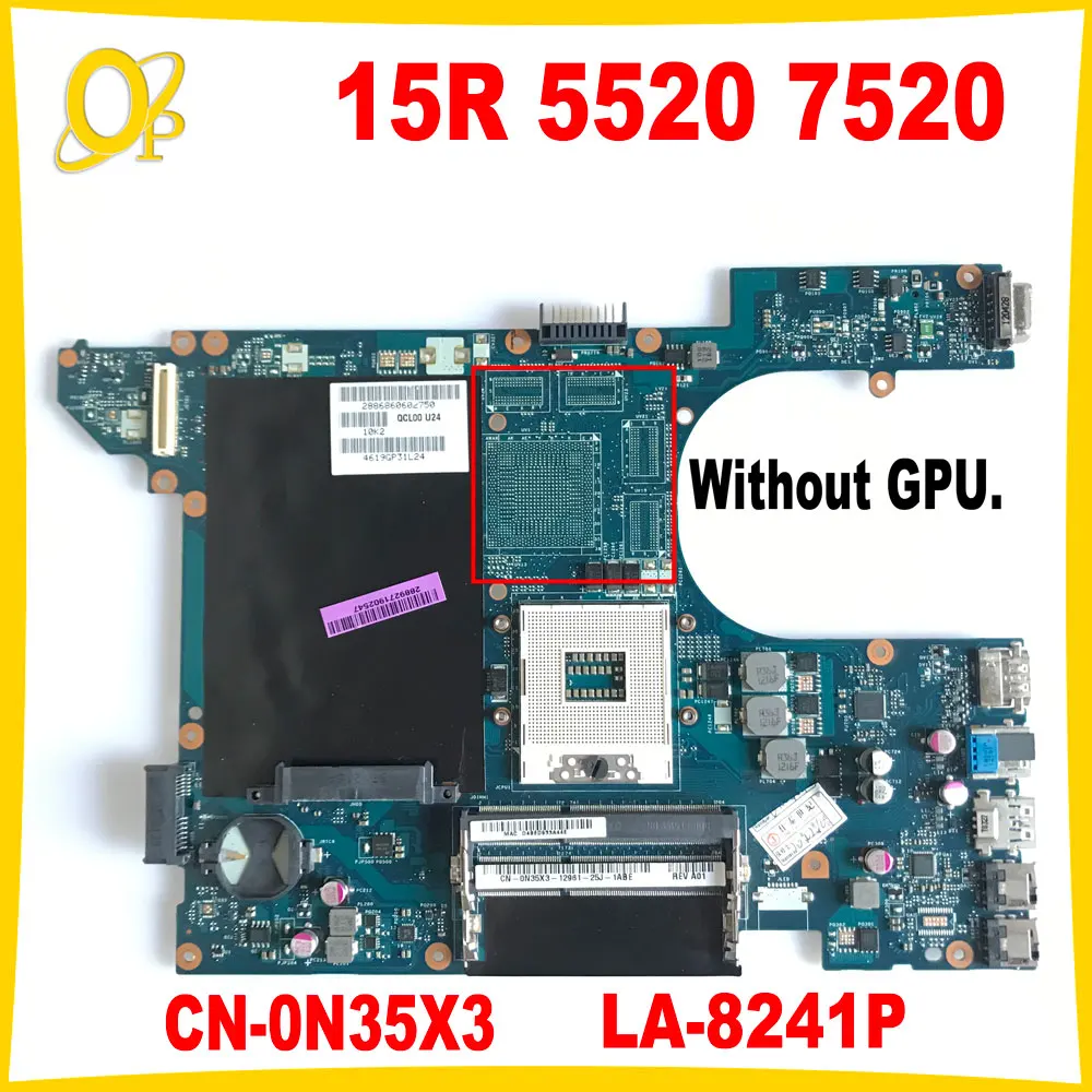 

Материнская плата QCL00 LA-8241P для ноутбука Dell Inspiron 15R 5520 7520, материнская плата CN-0N35X3 0N35X3 N35X3 HM77 UMA DDR3, полностью протестирована