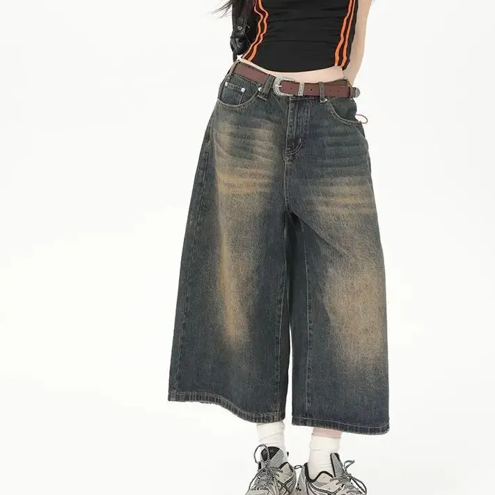 

Seven Point Jeans Neutral Vintage Loose Jorts Jean High Quality Y2k Streetwear Oversize Shorts Pants Korean Fashion Baggy Summer