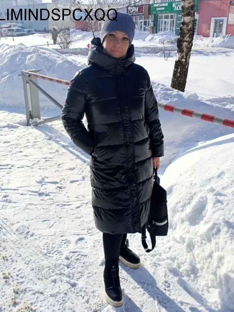Black Glossy Parka Coat Women's 2023 Fashion Thicken Winter Hooded Loose Long Jacket Female Windproof Rainproof Warm Outwear
Black Glossy Parka Coat Women's 2023 Fashion Thicken Winter Hooded Loose Long Jacket Female Windproof Rainproof Warm Outwear