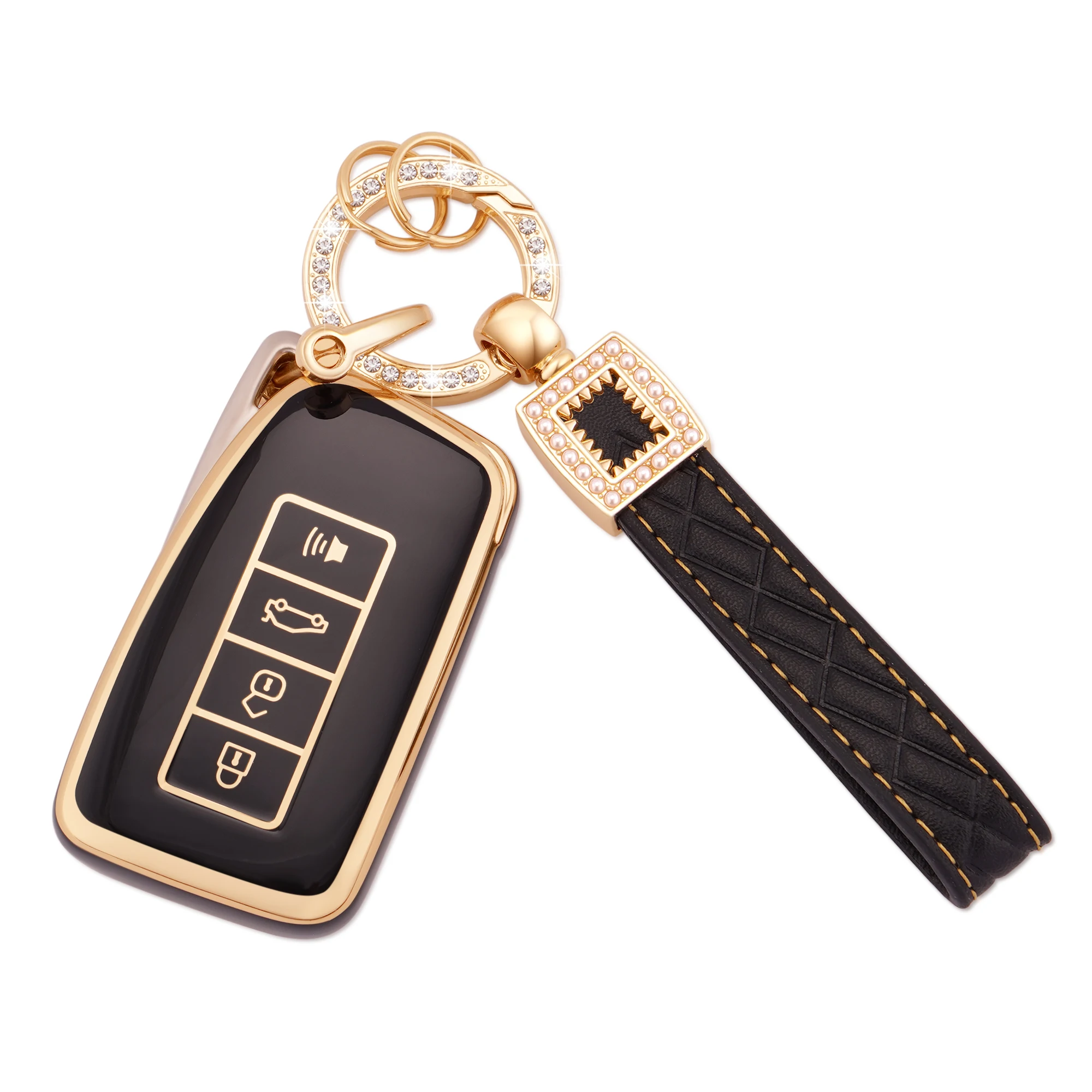 

EKALA for Lexus Key Fob Cover 2 3 4 Buttons TPU Car Key Protector with Leather Keychain for Lexus RX is ES GS LS NX RS GX LX LC