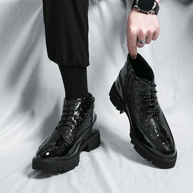 2023 Italian Style Streetwear Casual Platform Thick Sole Leather Shoes Male Fashion Vintage High Top Dress Wedding Leather Shoes
2023 Italian Style Streetwear Casual Platform Thick Sole Leather Shoes Male Fashion Vintage High Top Dress Wedding Leather Shoes