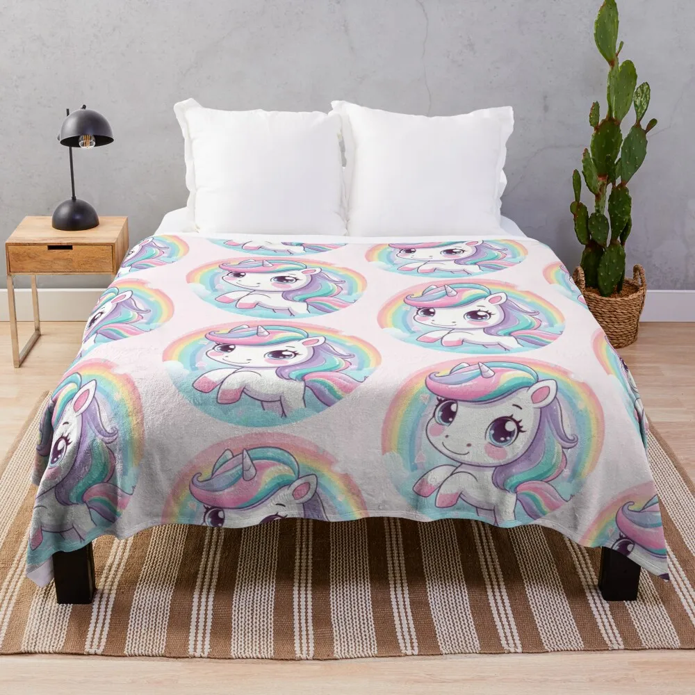 

Cute Unicorn Throw Blanket Fluffy Softs Furry Summer Beddings Blankets