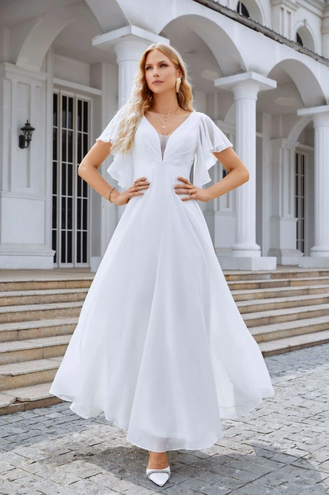 White Women Ceremonial Dress Chiffon Solid Sequin Lotus Leaf Shoulder For Wedding Evening Banquet Party Birthday Gowns
White Women Ceremonial Dress Chiffon Solid Sequin Lotus Leaf Shoulder For Wedding Evening Banquet Party Birthday Gowns