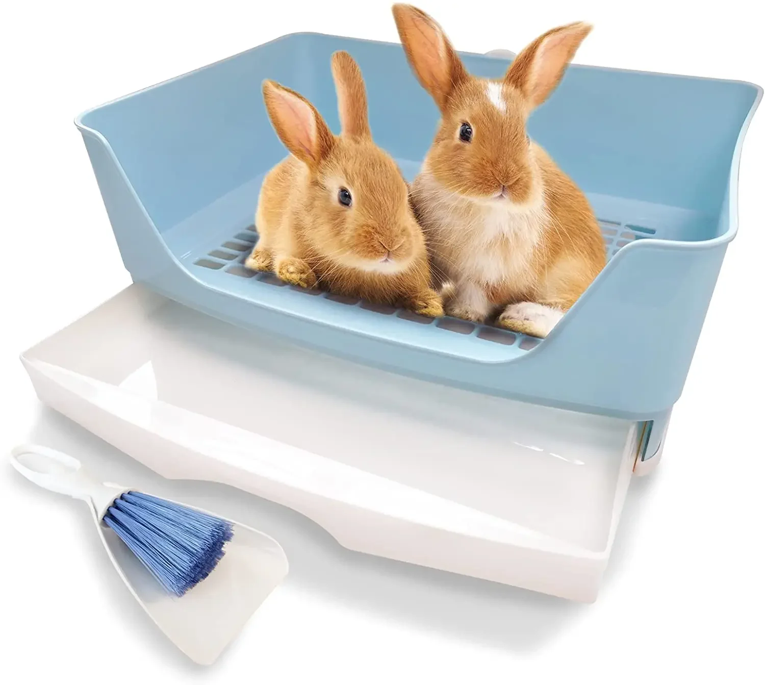 

Large Rabbit Litter Box Set Round Corner Toilet Bedpan with Drawer Easy to Clean for Adult Hamster Guinea Pig Ferret Bunny