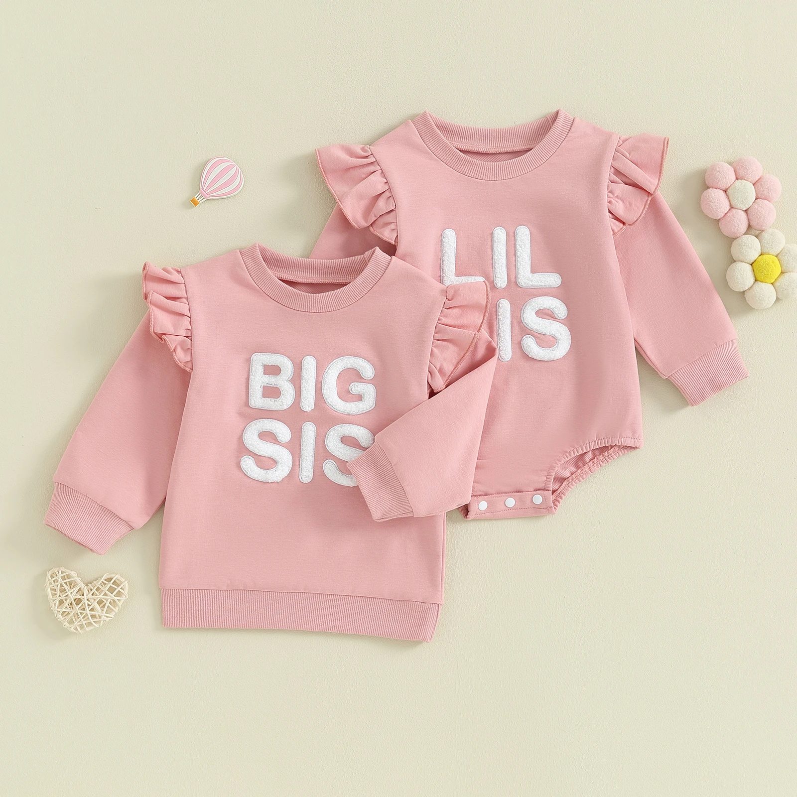 

Adorable Toddlers Embroidered Letters Romper/Sweatshirt Long Sleeve Baby Girls Casual Fashion Pullovers