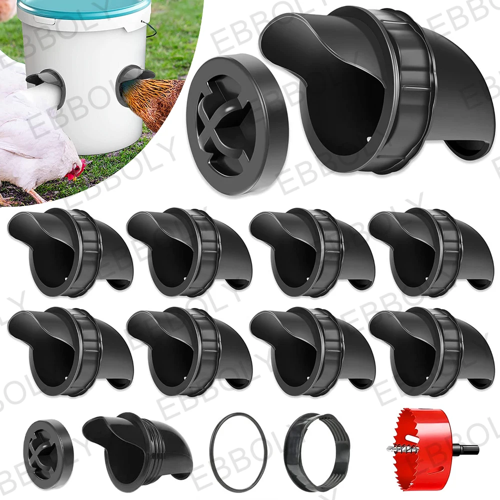 Automatic Gravity Chicken Duck Feeder Kit Rainproof Poultry Feeder For Feed Buckets Barrels Drums Troughs Reduce Spillage Mess
Automatic Gravity Chicken Duck Feeder Kit Rainproof Poultry Feeder For Feed Buckets Barrels Drums Troughs Reduce Spillage Mess