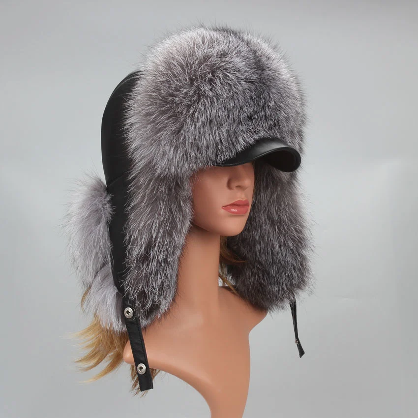enuine Silver Fox Fur at wit Ear Flaps Real Natural Fur Caps for Russian Women Bomber ats Trapper Cap wit Real Leater Top
enuine Silver Fox Fur at wit Ear Flaps Real Natural Fur Caps for Russian Women Bomber ats Trapper Cap wit Real Leater Top