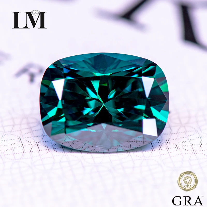 

Moissanite Gemstone Primary Color Emerald Green Cushion Cut Lab Grown Diamond DIY Jewelry Rings Earrings Making with GRA Report