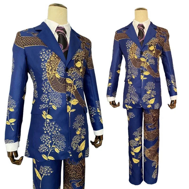 

Tokyo Revengers Anime Cosplay Costume Exhibition Suit Ken Ryuguji Draken Uniform Blue Dragon 5Pcs Set Coat Halloween Gift