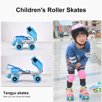 어린이용 조절 가능한 롤러 스케이트, 깜박이는 슬라이딩 인라인 스니커즈, 4 바퀴, 2 열 야외 롤러 스케이트, 신제품
