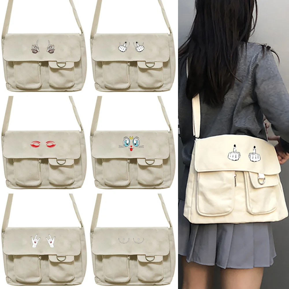 Women Canvas Messenger Bag Youth Ladies Fashion New Chest Print Shoulder Bag Student Large Capacity Female Crossbody Bags Packet
Women Canvas Messenger Bag Youth Ladies Fashion New Chest Print Shoulder Bag Student Large Capacity Female Crossbody Bags Packet