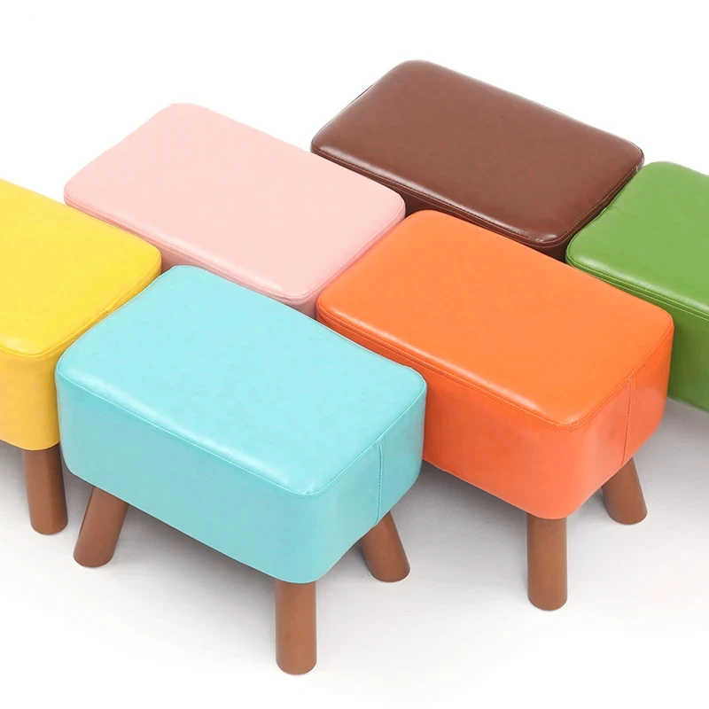 

0817 минималистичный современный деревянный кожаный квадратный стул, креативные стулья для ног, модный художественный диван, скамейка, детская мебель, оттоманка, приседание po