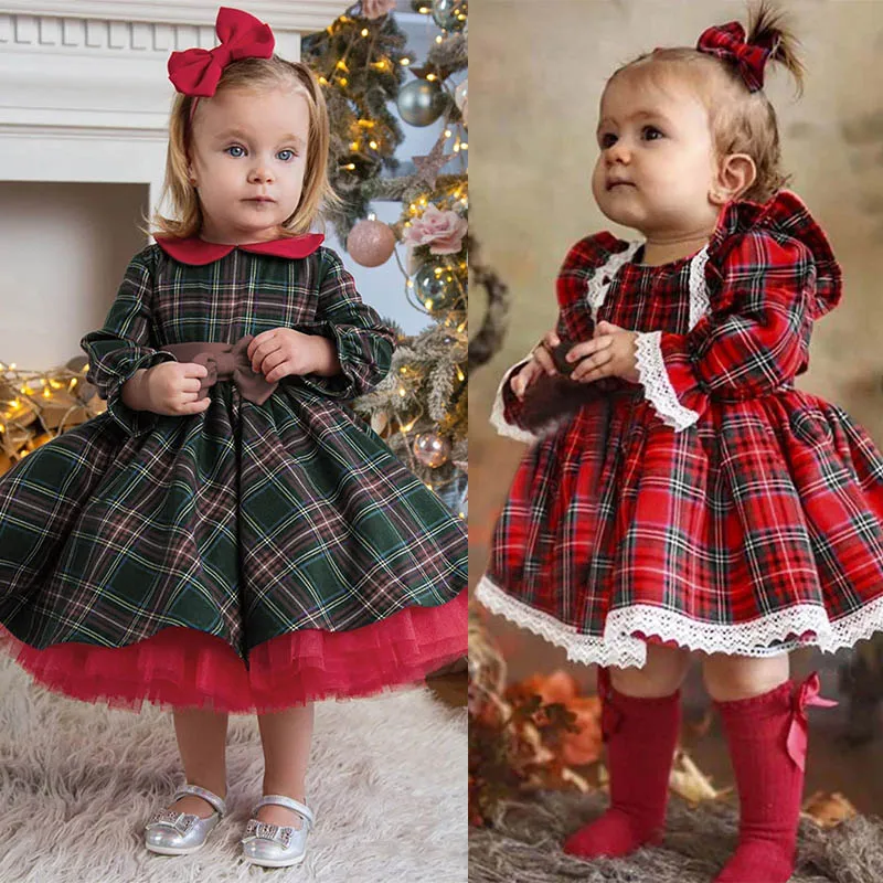 Christmas Toddler Girls Dress Kids Long Sleeve Lace Plaid Prints Bowknot Princess Dress Xmas Party Costume Elegant Tutu Dress
Christmas Toddler Girls Dress Kids Long Sleeve Lace Plaid Prints Bowknot Princess Dress Xmas Party Costume Elegant Tutu Dress