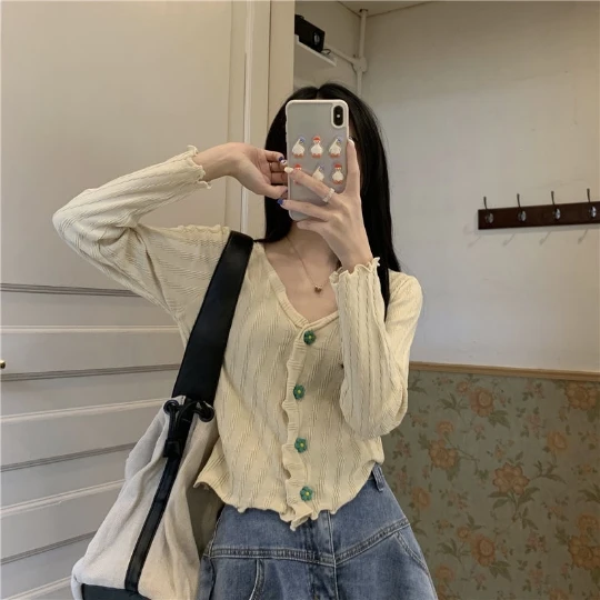 Beige Fashion Cardigans Sweaters V-Neck Long Sleeve Fungus Tops Fashionable Solid Knitwear Women's Sweater Cardigan Coat Cloth
Beige Fashion Cardigans Sweaters V-Neck Long Sleeve Fungus Tops Fashionable Solid Knitwear Women's Sweater Cardigan Coat Cloth