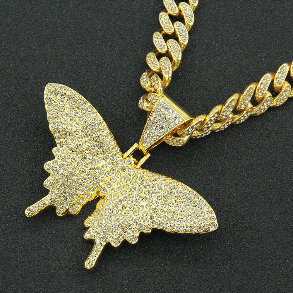 Hip Hop Iced Out Cuban Chains Bling Diamond Rhinestone Butterfly Pendants Necklaces Gold Chain Charm Jewelry for Men Choker Gift
Hip Hop Iced Out Cuban Chains Bling Diamond Rhinestone Butterfly Pendants Necklaces Gold Chain Charm Jewelry for Men Choker Gift