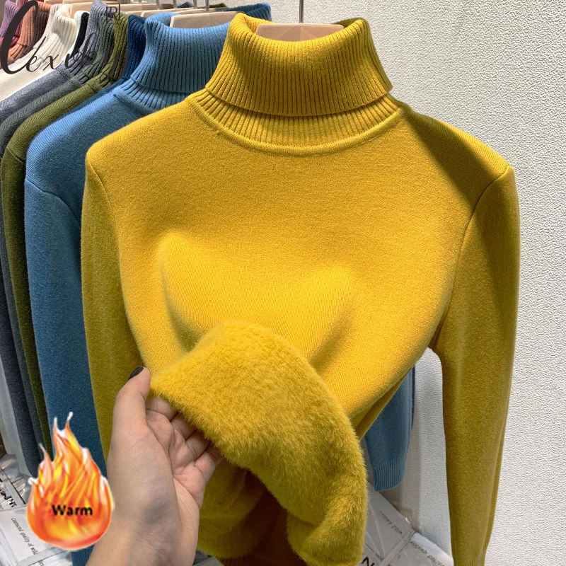 Plush Velvet Turtleneck Winter Sweater Women Korean Long Sleeve Knitted Pullover All-Match Solid Colors Fleece Lined Knit Jumper
Plush Velvet Turtleneck Winter Sweater Women Korean Long Sleeve Knitted Pullover All-Match Solid Colors Fleece Lined Knit Jumper