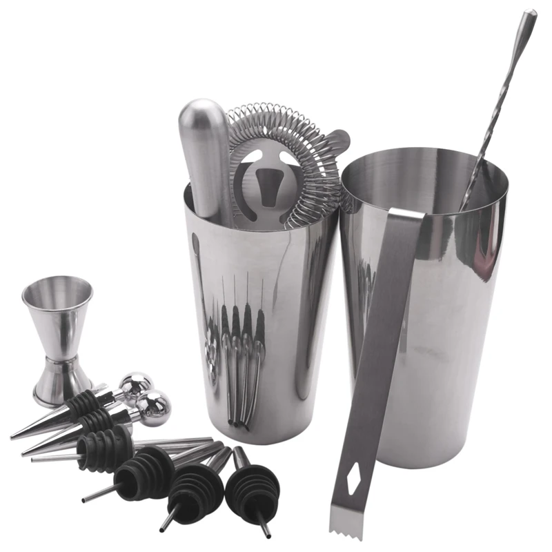 Stainless Steel Boston Cocktail Shaker Bar Set Tools with 28Oz/20Oz Shaker Tins, Measuring Jigger, Mixing Spoon, Liquor
Stainless Steel Boston Cocktail Shaker Bar Set Tools with 28Oz/20Oz Shaker Tins, Measuring Jigger, Mixing Spoon, Liquor