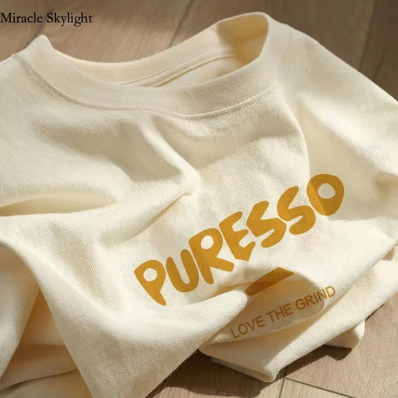 Summer New Apricot Pure Cotton Short Sleeved T-Shirt Women's Loose American Letter Printed Top Couple Half Sleeve
Summer New Apricot Pure Cotton Short Sleeved T-Shirt Women's Loose American Letter Printed Top Couple Half Sleeve