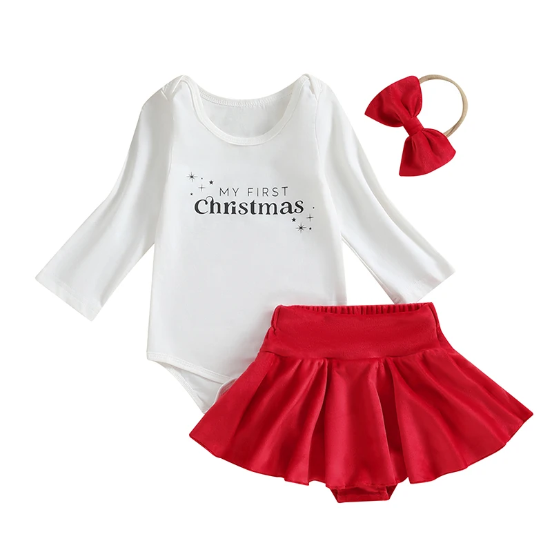 Baby Girl Fall Outfits Letter Print Long Sleeve Rompers Solid Color Velvet Pantskirts Headband 3Pcs Christmas Clothes Set
Baby Girl Fall Outfits Letter Print Long Sleeve Rompers Solid Color Velvet Pantskirts Headband 3Pcs Christmas Clothes Set