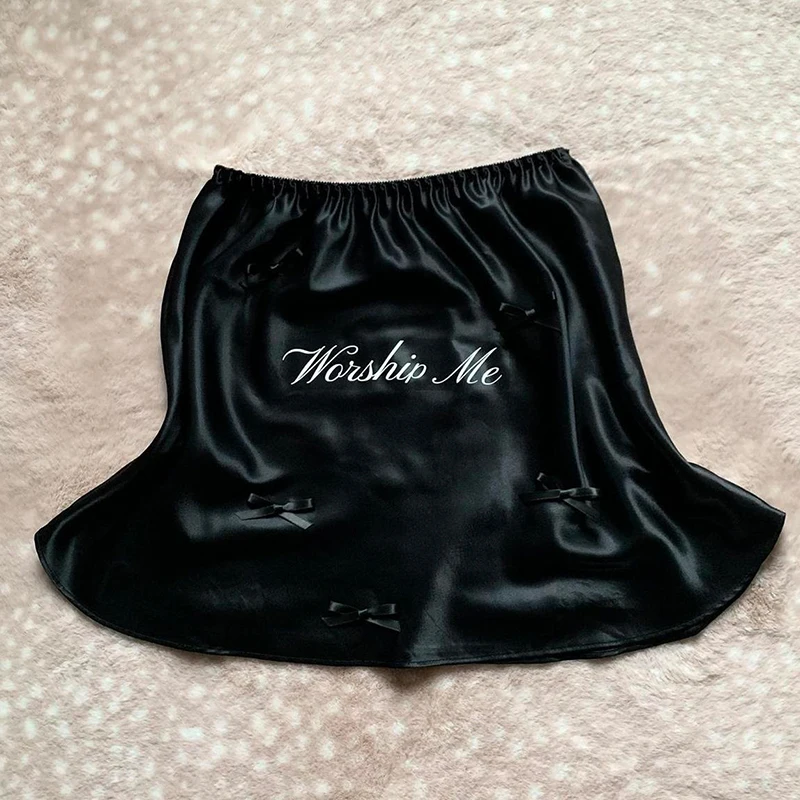 Goth pastel black A-line skirt punk women print cute bow satin high waist skirt summer Y2K bottoms Streetwear Vintage sexy skirt
Goth pastel black A-line skirt punk women print cute bow satin high waist skirt summer Y2K bottoms Streetwear Vintage sexy skirt