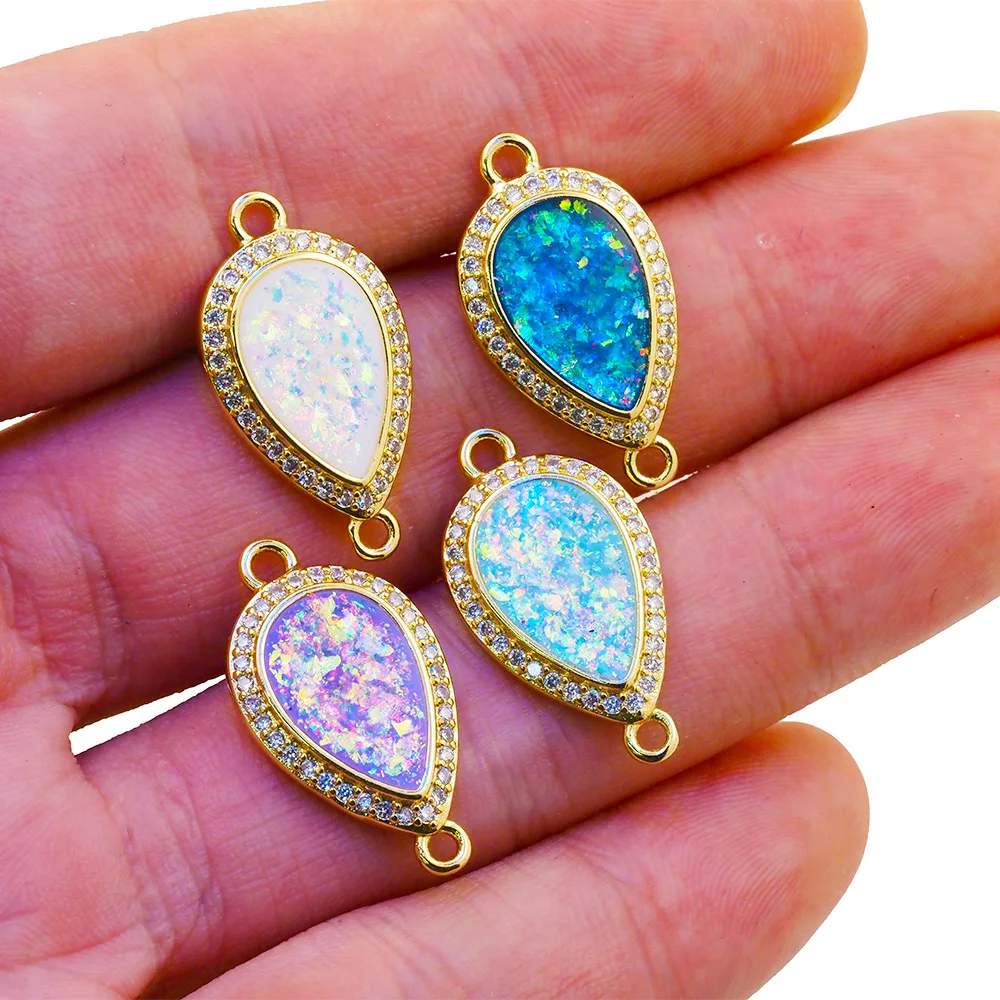 Natural Opal Colorful Water Drop Gold Plated CZ Charms Pendant Bracelet Connectors DIY Accessories For Women Jewelry Making
Natural Opal Colorful Water Drop Gold Plated CZ Charms Pendant Bracelet Connectors DIY Accessories For Women Jewelry Making
