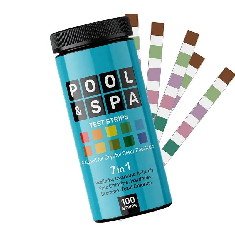 

Hot Tub Test Strips Salt Water Pool Testing Kit 100 Strips Pool And Spa Test For PH Water Hardness Test Kit For Hot Tub Chlorine