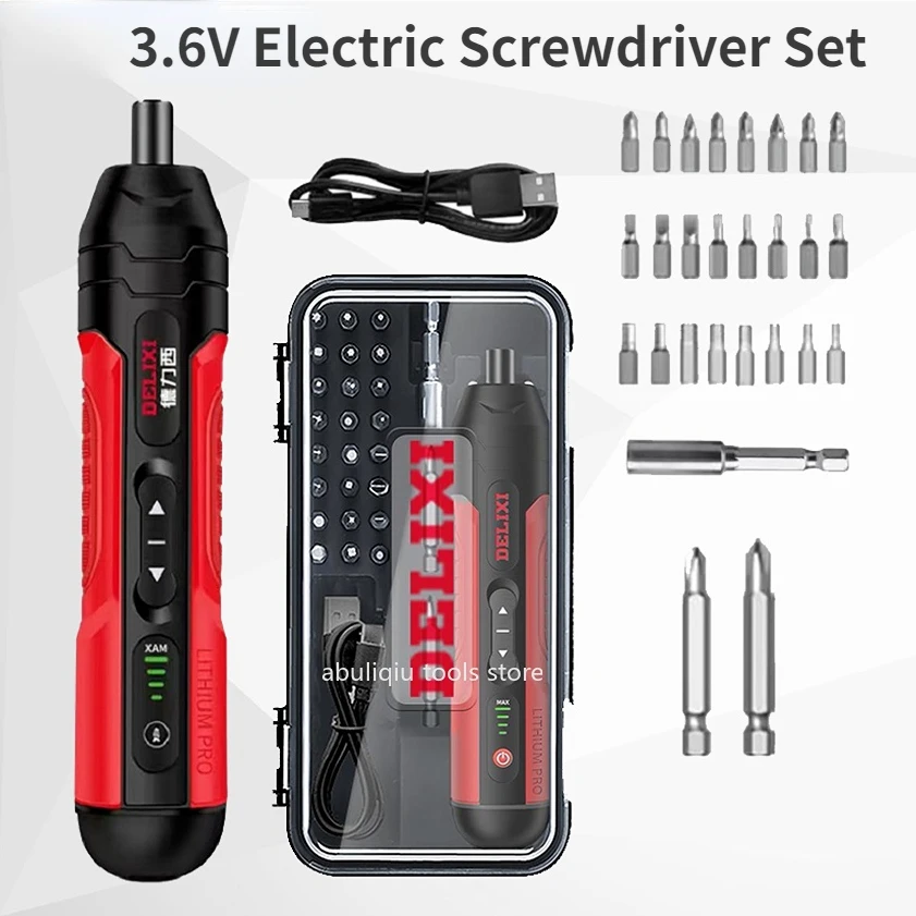 

DELIXI Cordless Electric Screwdriver Set 3.6V Rechargeable Lithium Battery Screwdrivers Repair Power Tool S2 Steel Precision Bit