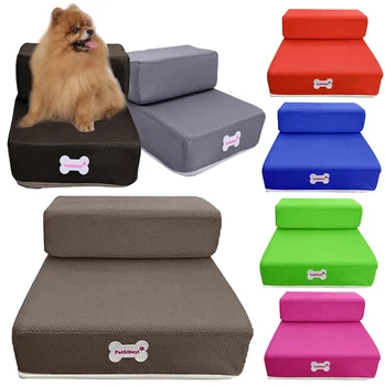 럭셔리 메쉬 폴드 애완 동물 계단, 작은 강아지 고양이 동물 매트 매트리스 침대 원단, 분리형 커버 포함, 2 단