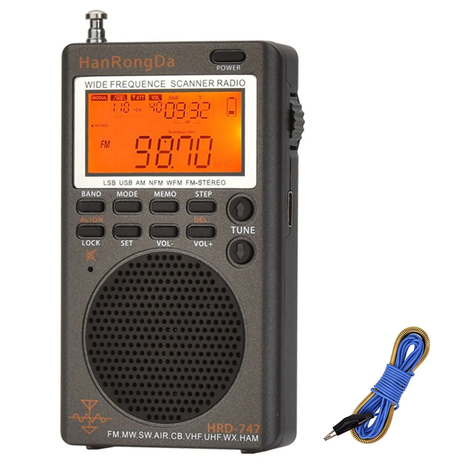 Hrd 747 Portable All Band Mini Radio SSB Shortwave Radio FM Stereo With Clock And 9.7ft Wire Antenna For Digital Display DSP
Hrd 747 Portable All Band Mini Radio SSB Shortwave Radio FM Stereo With Clock And 9.7ft Wire Antenna For Digital Display DSP