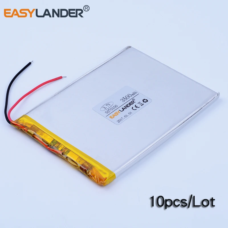 

10pcs/Lot 3.7V 3500mAh 5070100 Rechargeable li-Polymer Li-ion Battery For Bluetooth Notebook Tablet PC power bank PDA DVD DIY