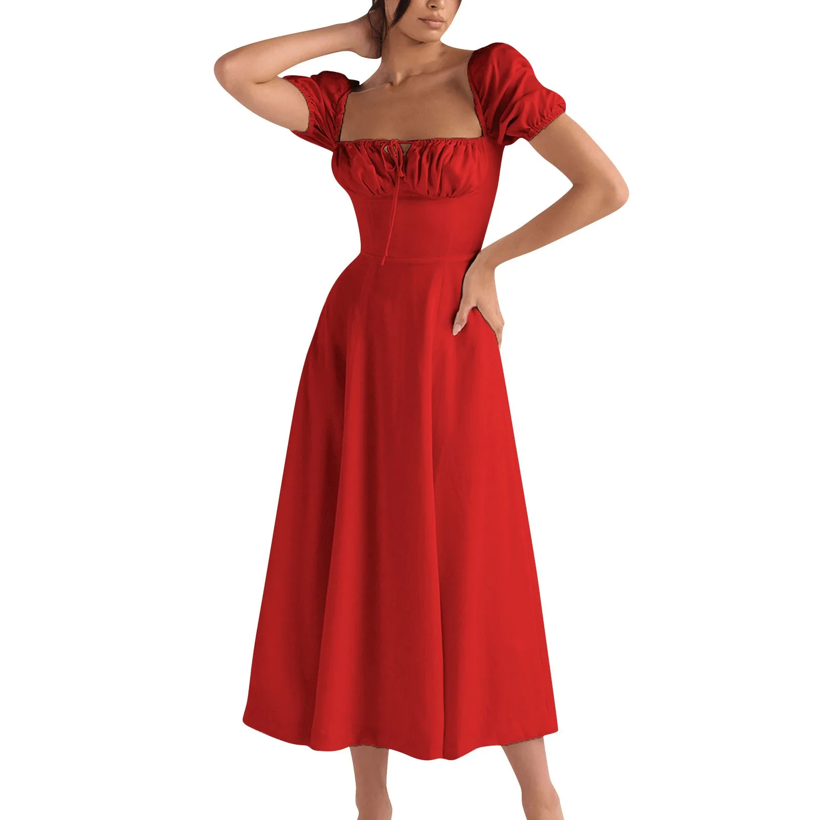 Vestidos Largos Party Dresses Ladies Spring And Summer Fashion Short-Sleeved Gentle Style Mid-Length Dress Flowy Feminine
Vestidos Largos Party Dresses Ladies Spring And Summer Fashion Short-Sleeved Gentle Style Mid-Length Dress Flowy Feminine