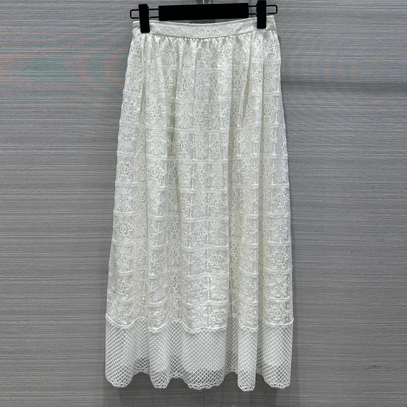 24 Early Spring White Lace Gauze Skirt Runway Retro High Waist Cotton Skirt Chic Women's Fashion Double-layer Long Pleated Skirt
24 Early Spring White Lace Gauze Skirt Runway Retro High Waist Cotton Skirt Chic Women's Fashion Double-layer Long Pleated Skirt