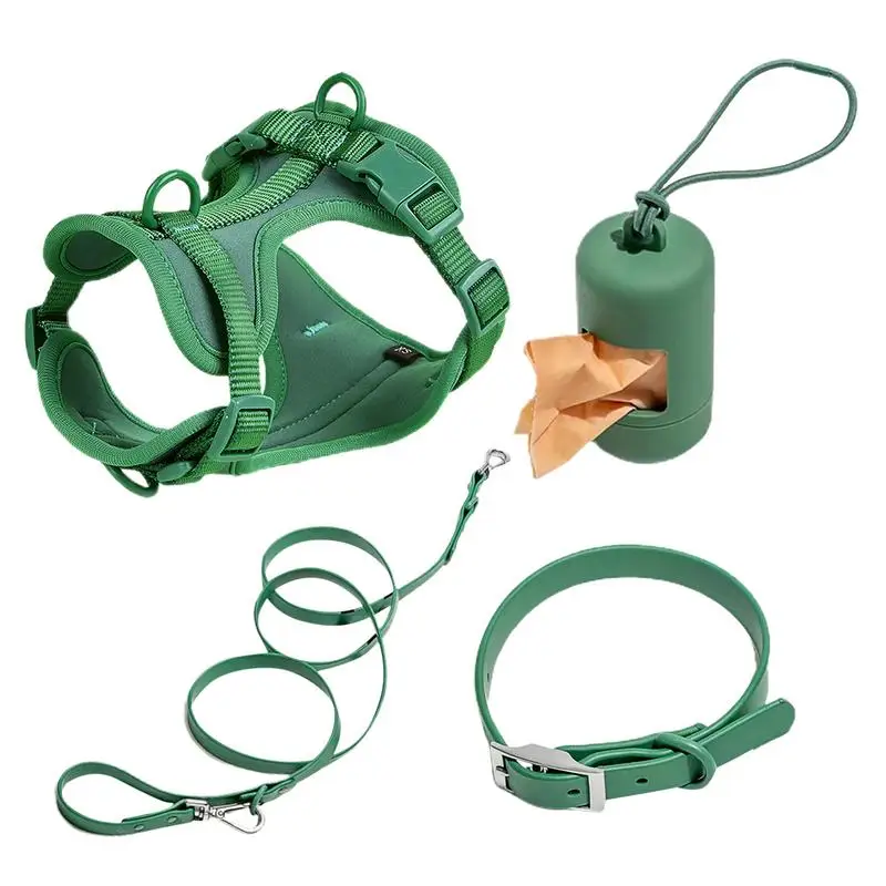 

Dog Harness Set For Small Dogs No Pull For Medium Dogs Vest Harness With Lead Safety Collar Adjustable With Poop Bag Holder