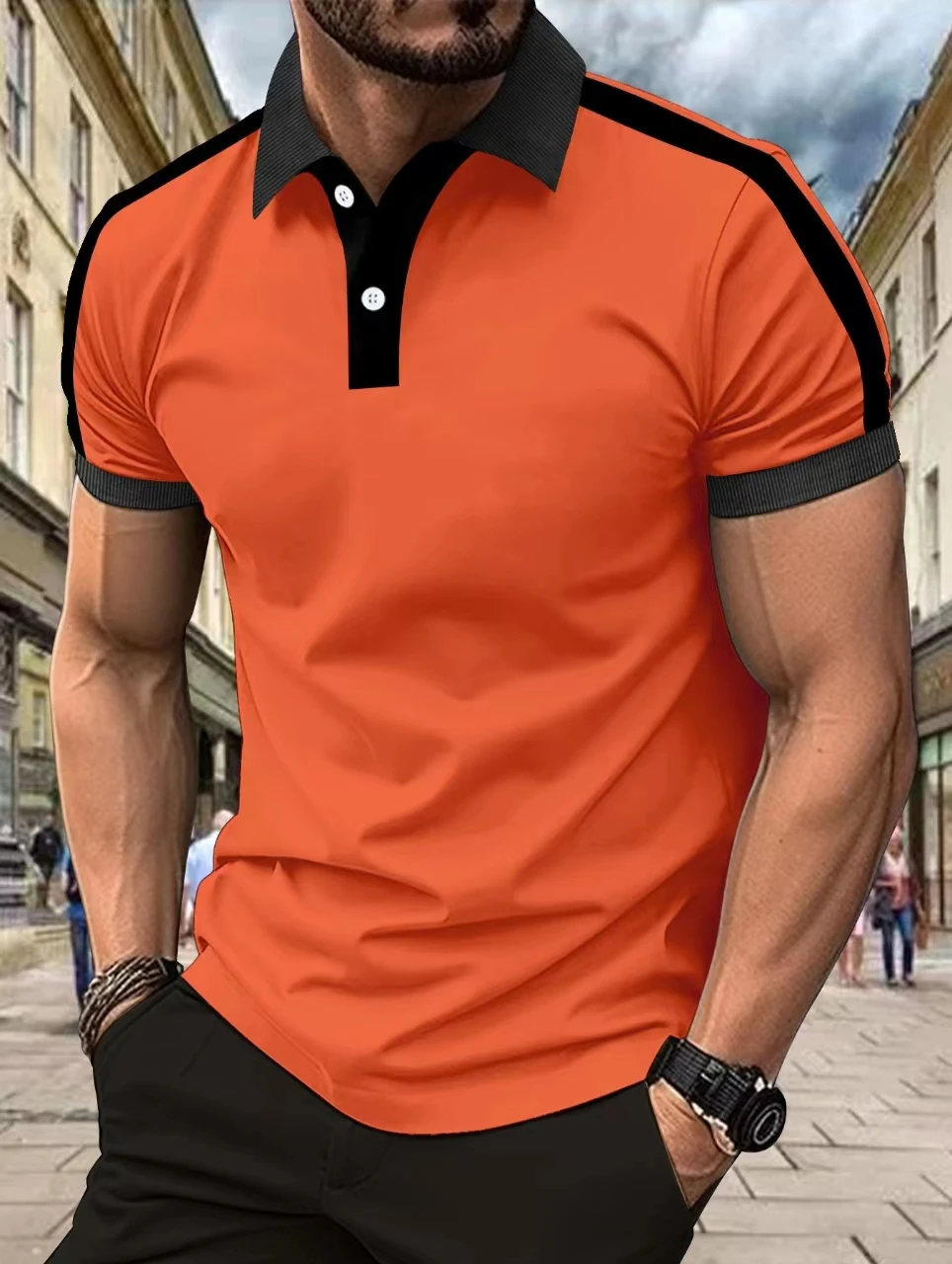 Hot selling summer new men's casual color short sleeved polo shirt with zippered lapel 3D printing polo shirt
Hot selling summer new men's casual color short sleeved polo shirt with zippered lapel 3D printing polo shirt