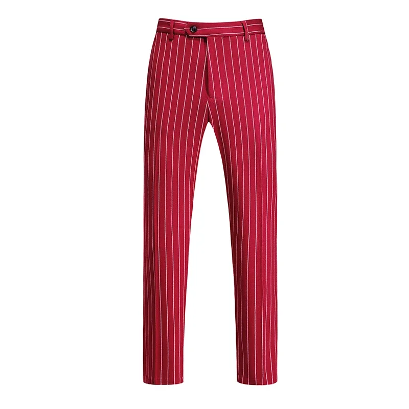 Fashion Men Double Breasted Striped Suit 2 Piece Black / Wine Red Homme Business Social Wedding Party Blazers and Trousers 221 S5b7b7ef5a90d465583b2ae829255691b3