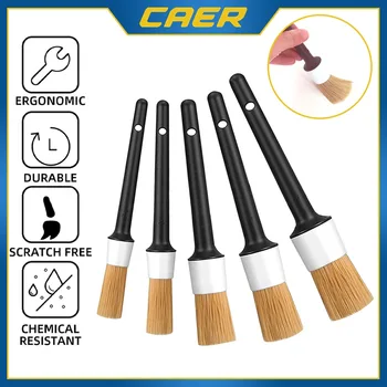 Lucullan: Escovas de Limpeza Duráveis com Cerdas Densas para Interiores e Exteriores 9 5Pcs Car Detailing Brushes Ultra Soft Boar Hair Bristle Dense Detail Brush for Washing Wheels Exterior Interior Auto Accessories