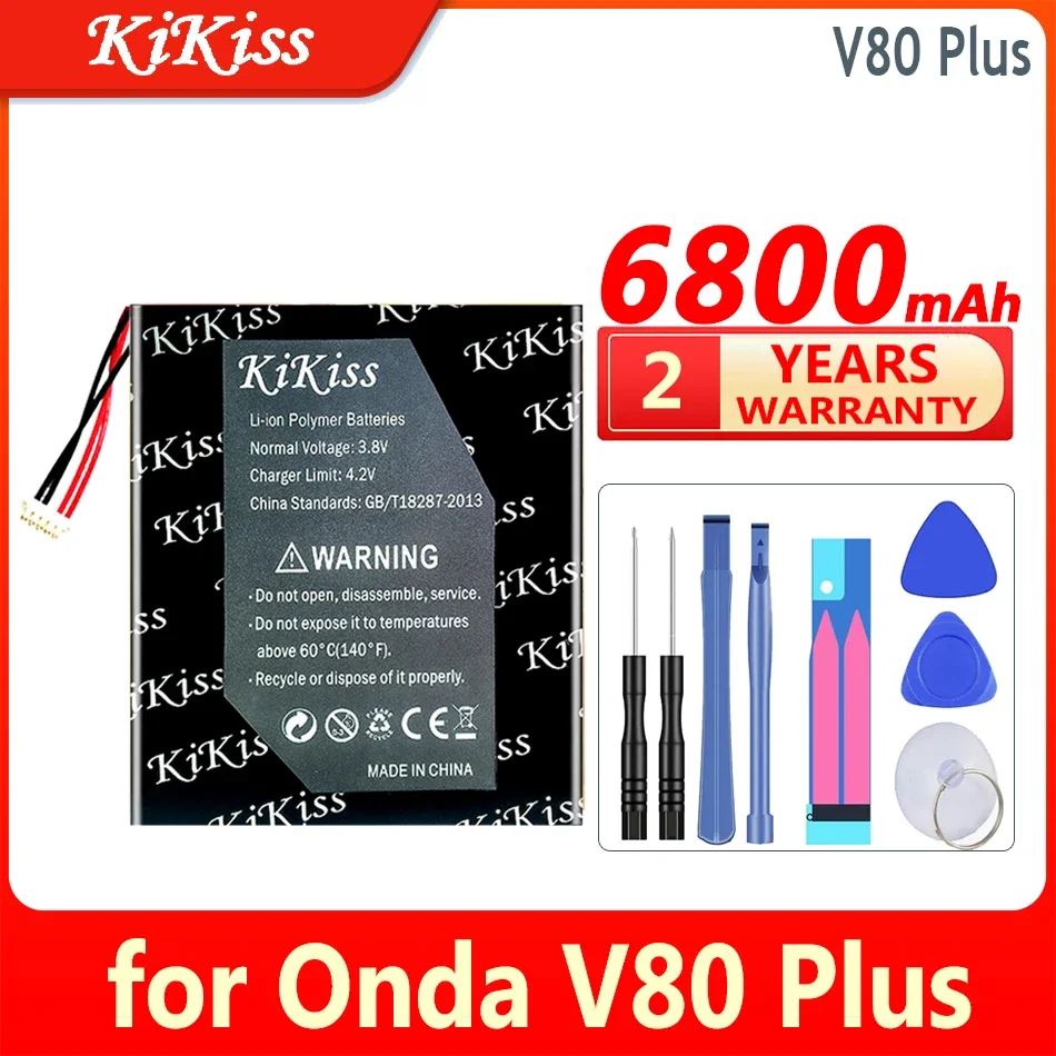 

KiKiss Battery V80 Plus (5-Wire Plug) 6800mAh for Onda V80Plus OC801 OI100 V80SE OI101 High Capacity Bateria