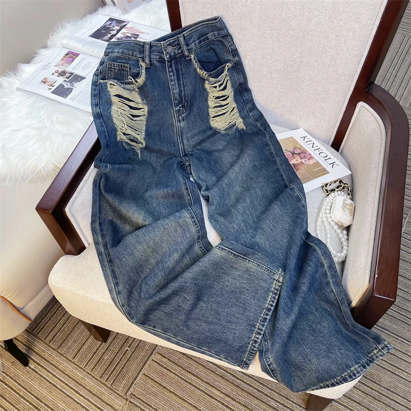 2023 Fashion Women's Baggy Y2K American Vintage High Waist Straight Loose Jeans Pants Street Wide Leg Female Denim Trouser
2023 Fashion Women's Baggy Y2K American Vintage High Waist Straight Loose Jeans Pants Street Wide Leg Female Denim Trouser