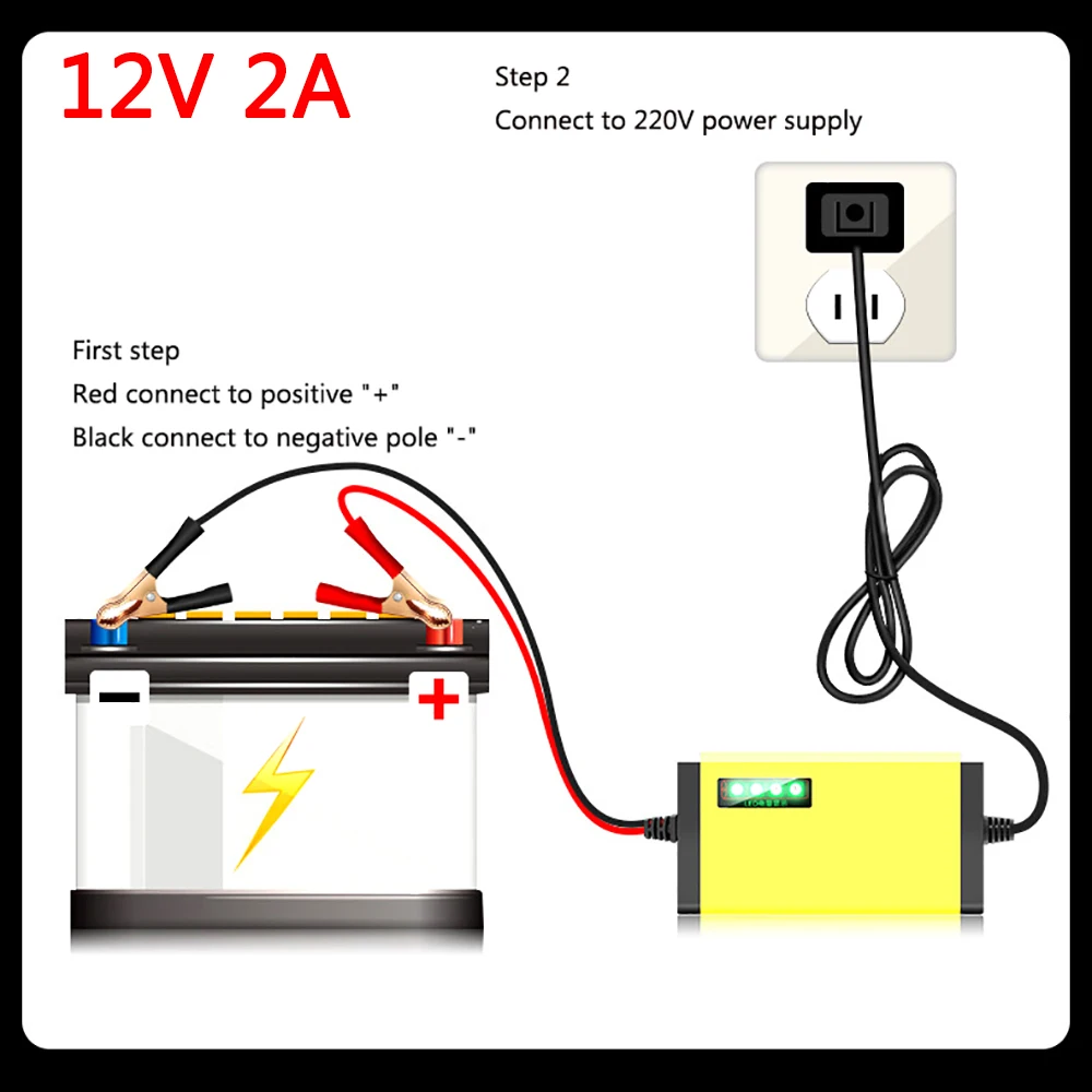 Motorcycle Car Battery Charger 12V 2A Smart Automatic Fast Power Charging Wet Dry Lead Acid LCD Display 12V 2000mAh
Motorcycle Car Battery Charger 12V 2A Smart Automatic Fast Power Charging Wet Dry Lead Acid LCD Display 12V 2000mAh
