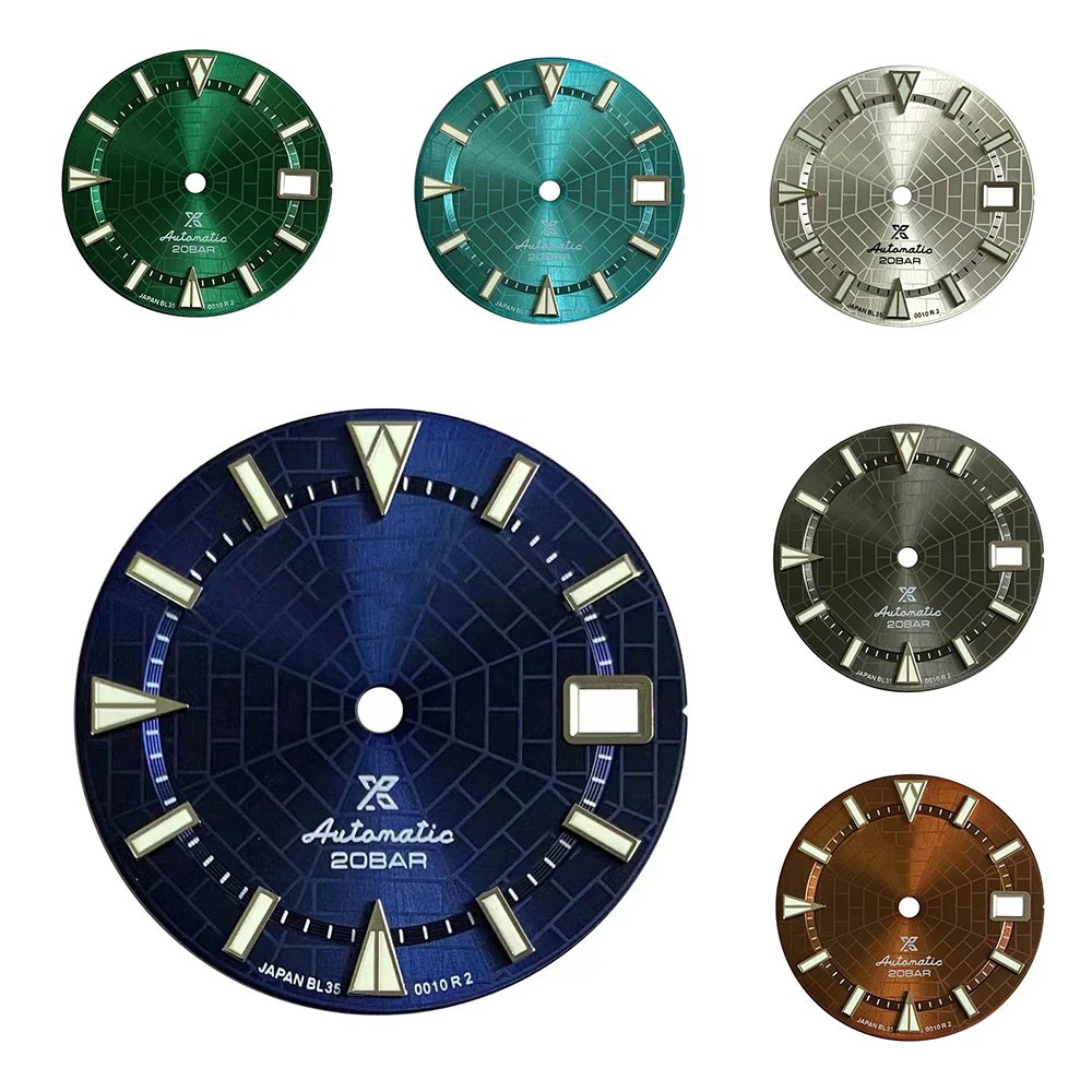 Watch Accessories 28.5mm Spider Web Dial Modification With S Logo Japan NH35 Automatic Movement Sun Pattern Green Glow
Watch Accessories 28.5mm Spider Web Dial Modification With S Logo Japan NH35 Automatic Movement Sun Pattern Green Glow