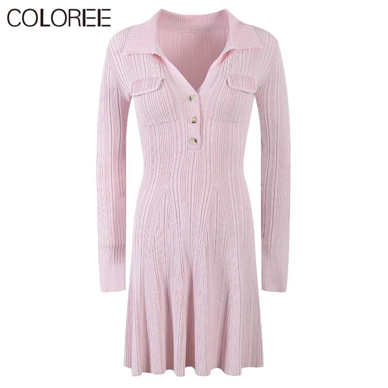 2023 Spring Short Dresses for Women Runway Designer Elegant Turn-down Collar Long Sleeve Pink Knitted Dress Female Vestidos
2023 Spring Short Dresses for Women Runway Designer Elegant Turn-down Collar Long Sleeve Pink Knitted Dress Female Vestidos